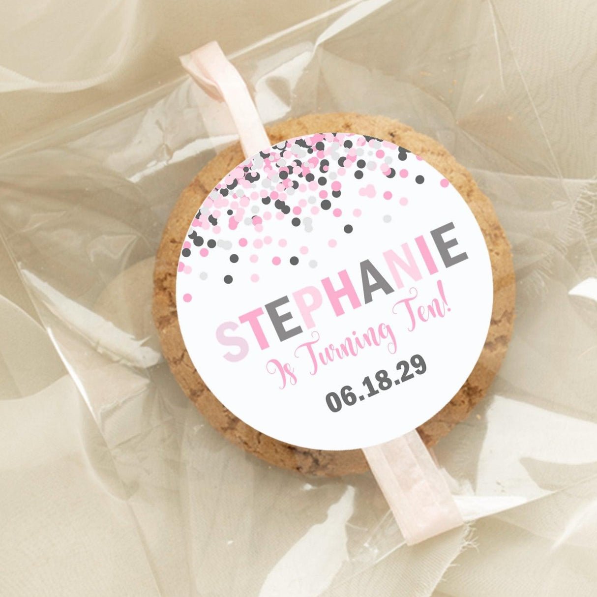 Pink modern confetti birthday sticker design