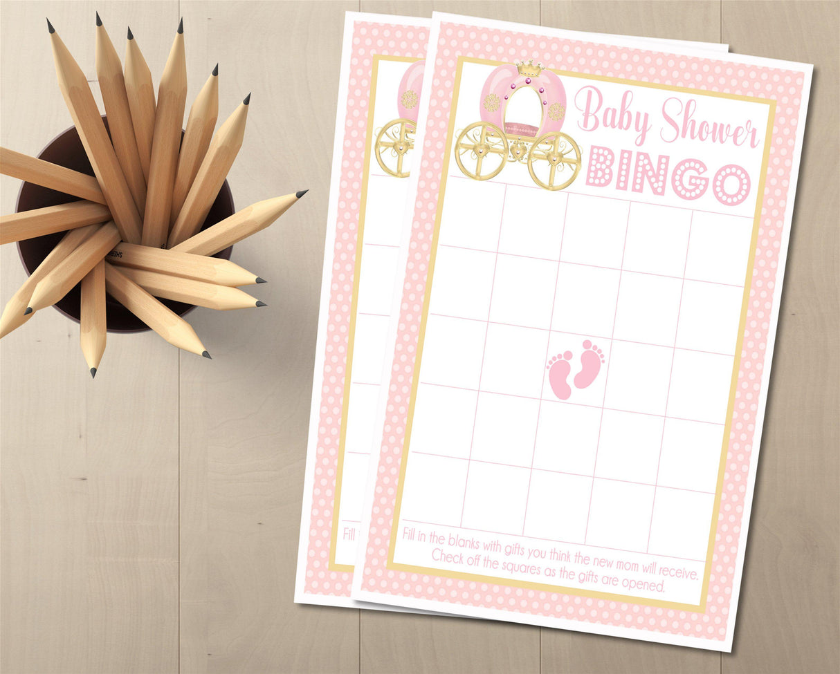 Princess Baby Shower Bingo Cards