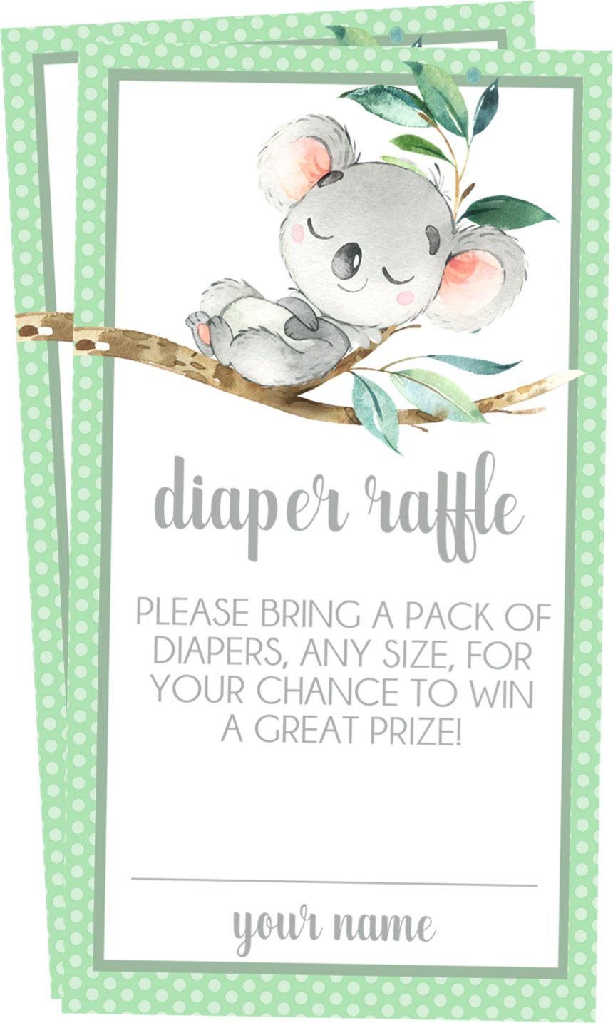 Printable Koala Baby Shower Diaper Raffle Tickets