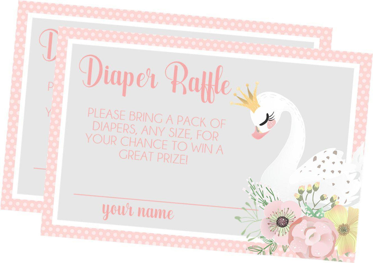 Printable Swan Baby Shower Diaper Raffle Tickets