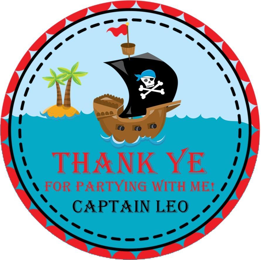 Red pirate ship sticker sailing on blue waves