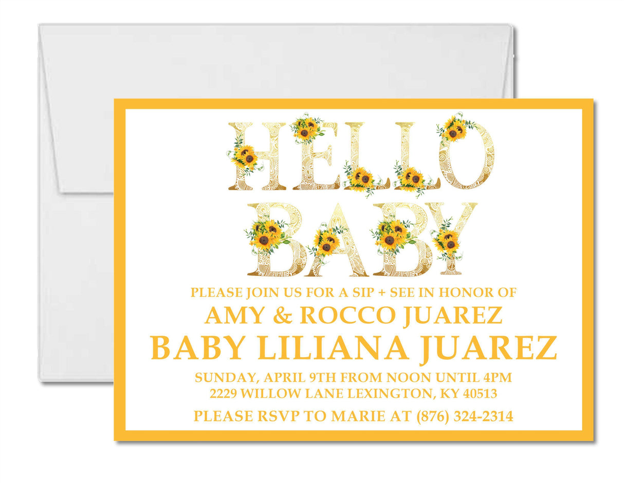 Sunflower Sip And See Invitations