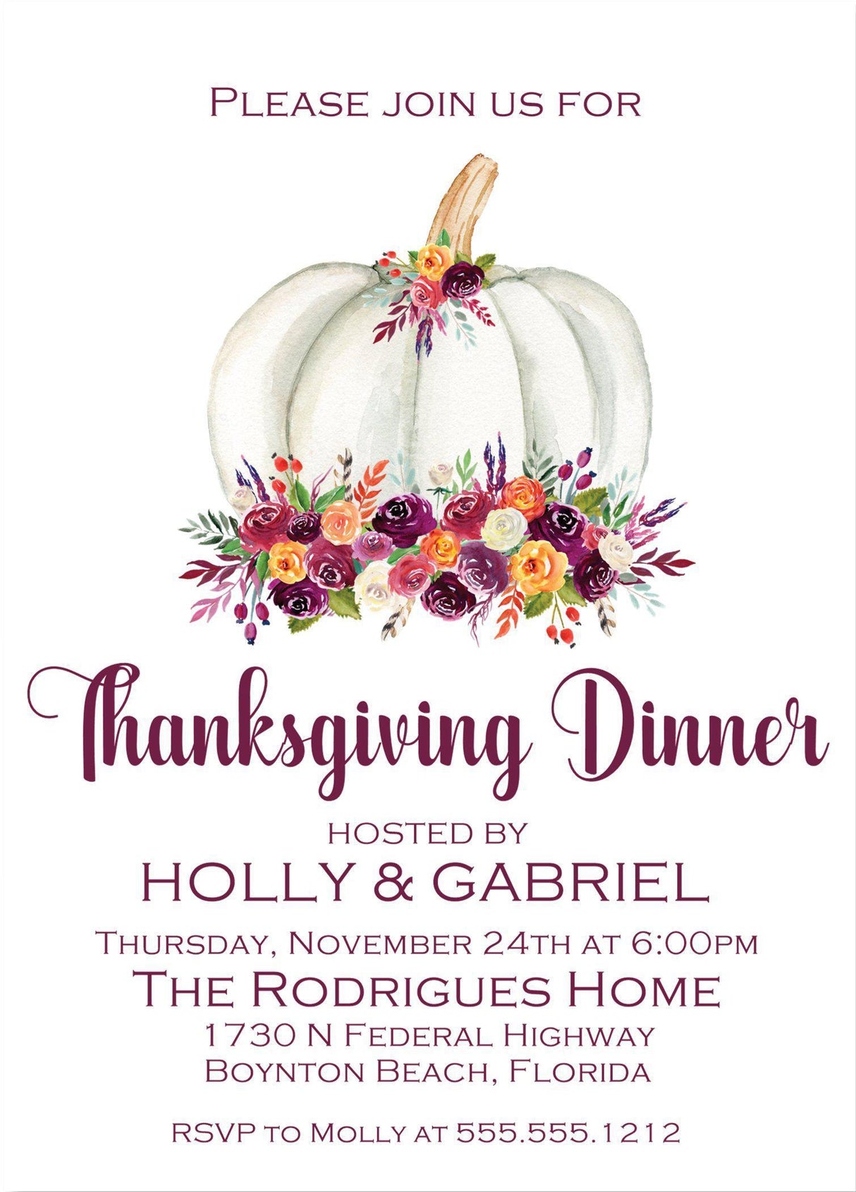 Thanksgiving Dinner Invitations