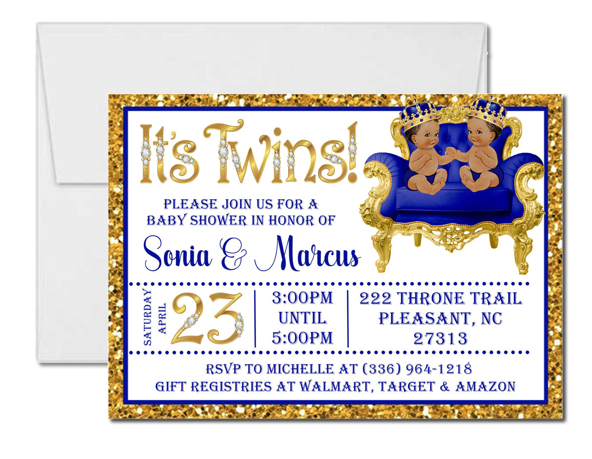 Twins Prince Baby Shower Invitations