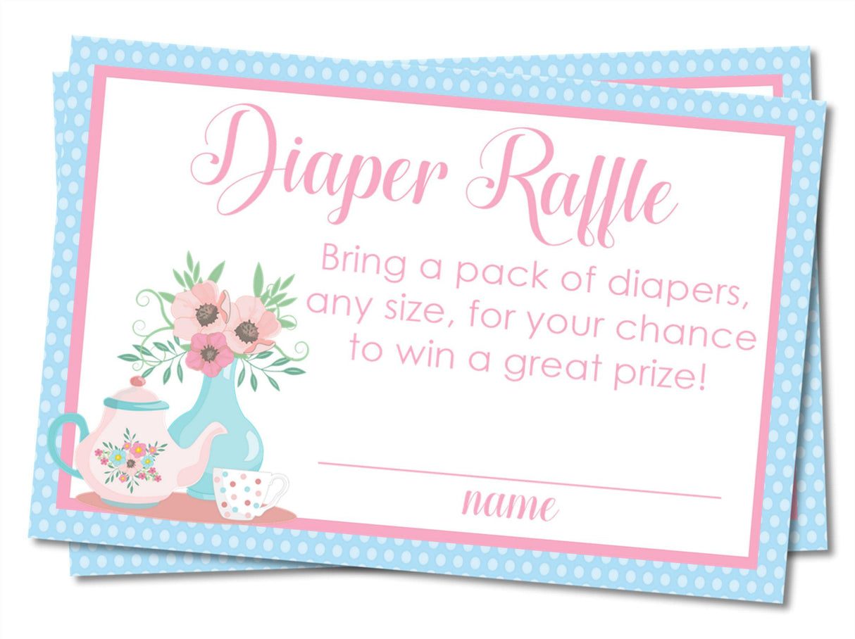Vintage Tea Party Diaper Raffle Tickets Printable