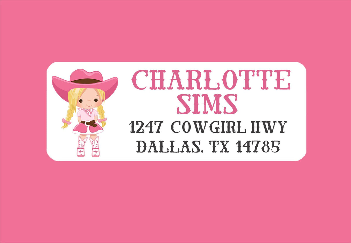 Western girl personalized address labels