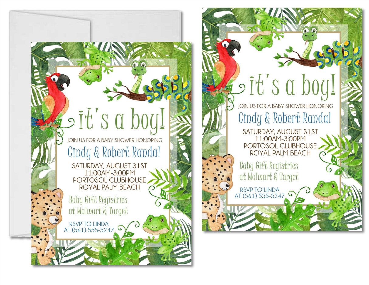 boy safari baby shower invitations jungle animal theme