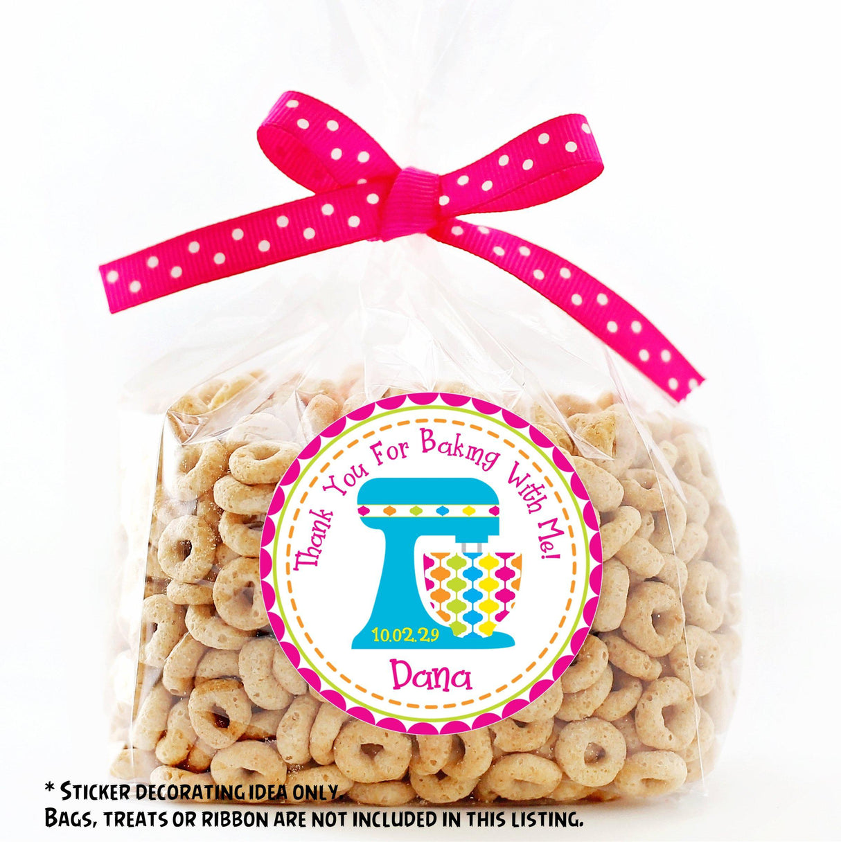 colorful baking birthday favor label