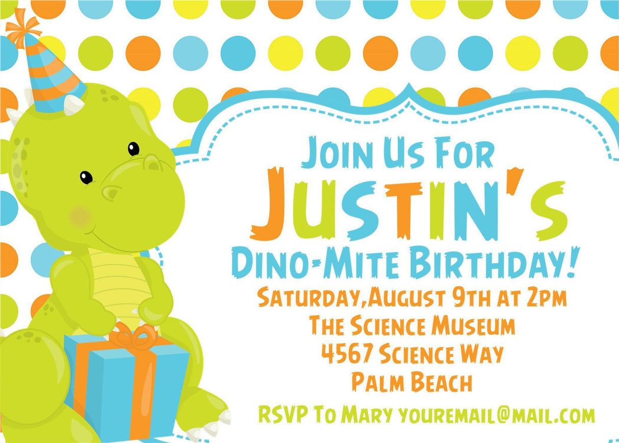 dinosaur birthday party invitations colorful toddler dinosaur design