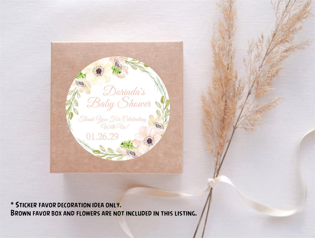 greenery floral baby shower sticker
