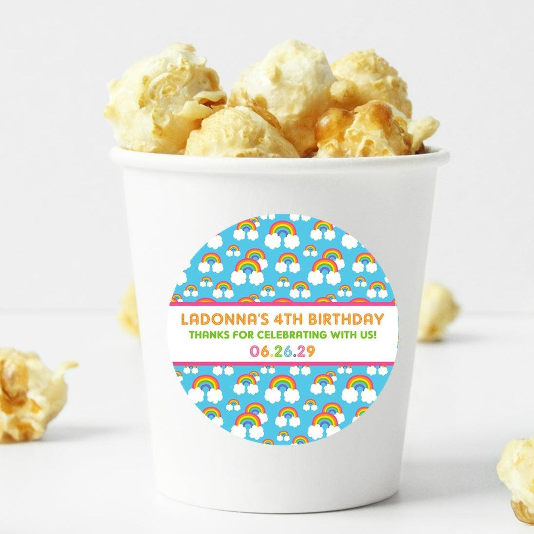 kids rainbow cloud favor sticker