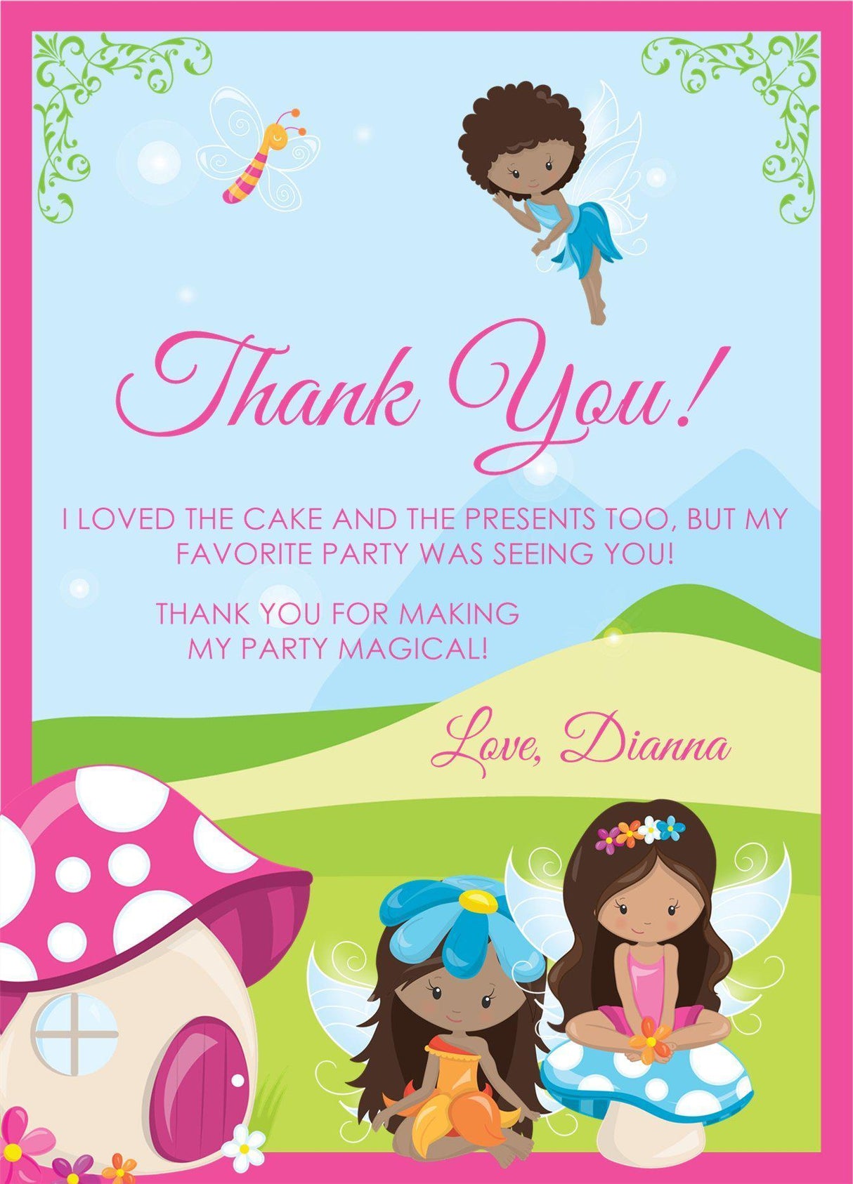 magical fairy thank you notes pastel storybook theme