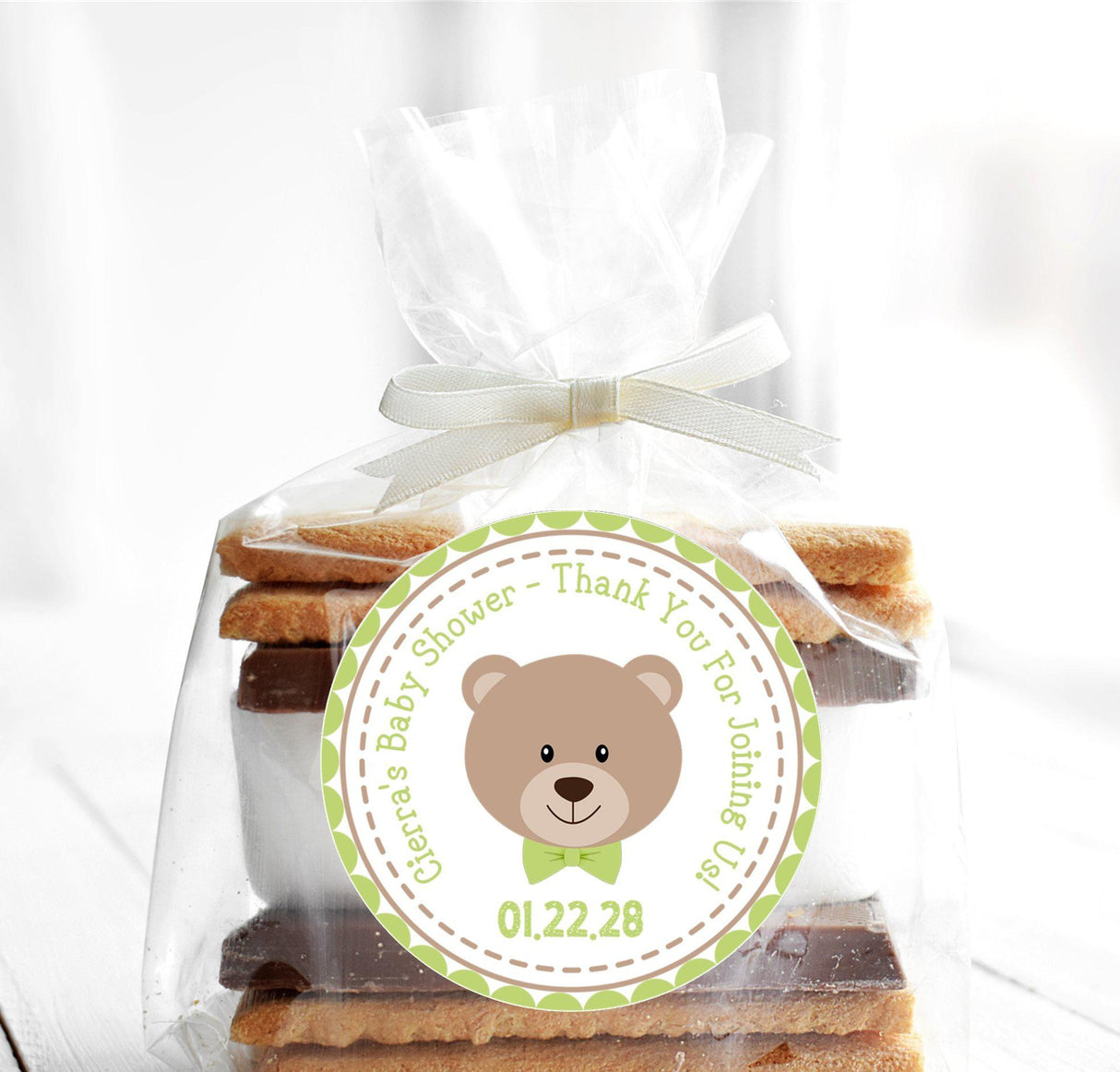 woodland bear baby shower sticker