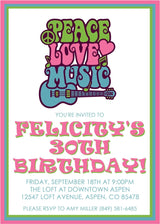 1970's Hippie Birthday Party Invitations