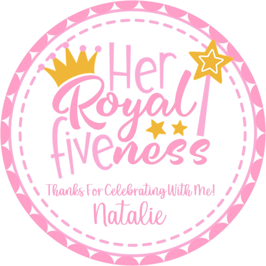 Princess 5th Birthday Party Stickers