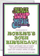 70s birthday party invitations retro peace music design