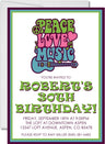 70s birthday party invitations retro peace music design