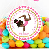 African American gymnast handstand pink birthday sticker