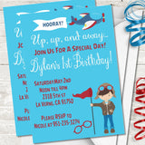 Airplane 1st Birthday Party Invitations