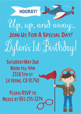 Airplane 1st Birthday Party Invitations
