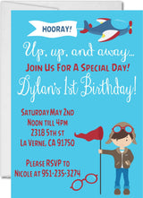 Airplane 1st Birthday Party Invitations