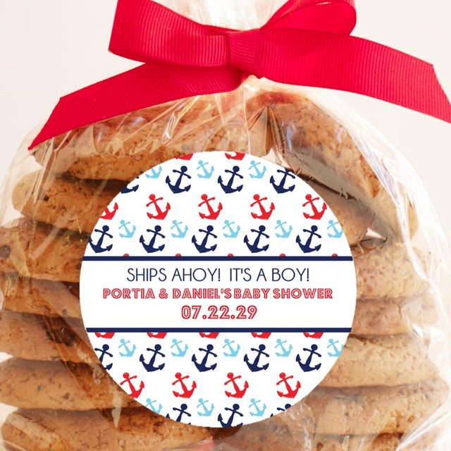 Anchor pattern baby shower sticker