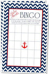 Red white blue nautical baby shower bingo printable game