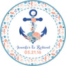 Anchor wedding favor label customized with couple names and wedding date