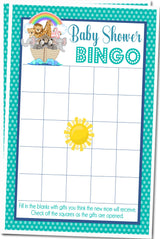 Animal ark themed baby shower bingo cards PDF