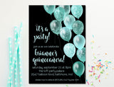 Aqua And Black Balloon Quinceanera Invitations