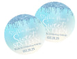 Aqua printed-effect drip Sweet Sixteen birthday sticker