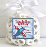 Aviation themed birthday sticker with clouds