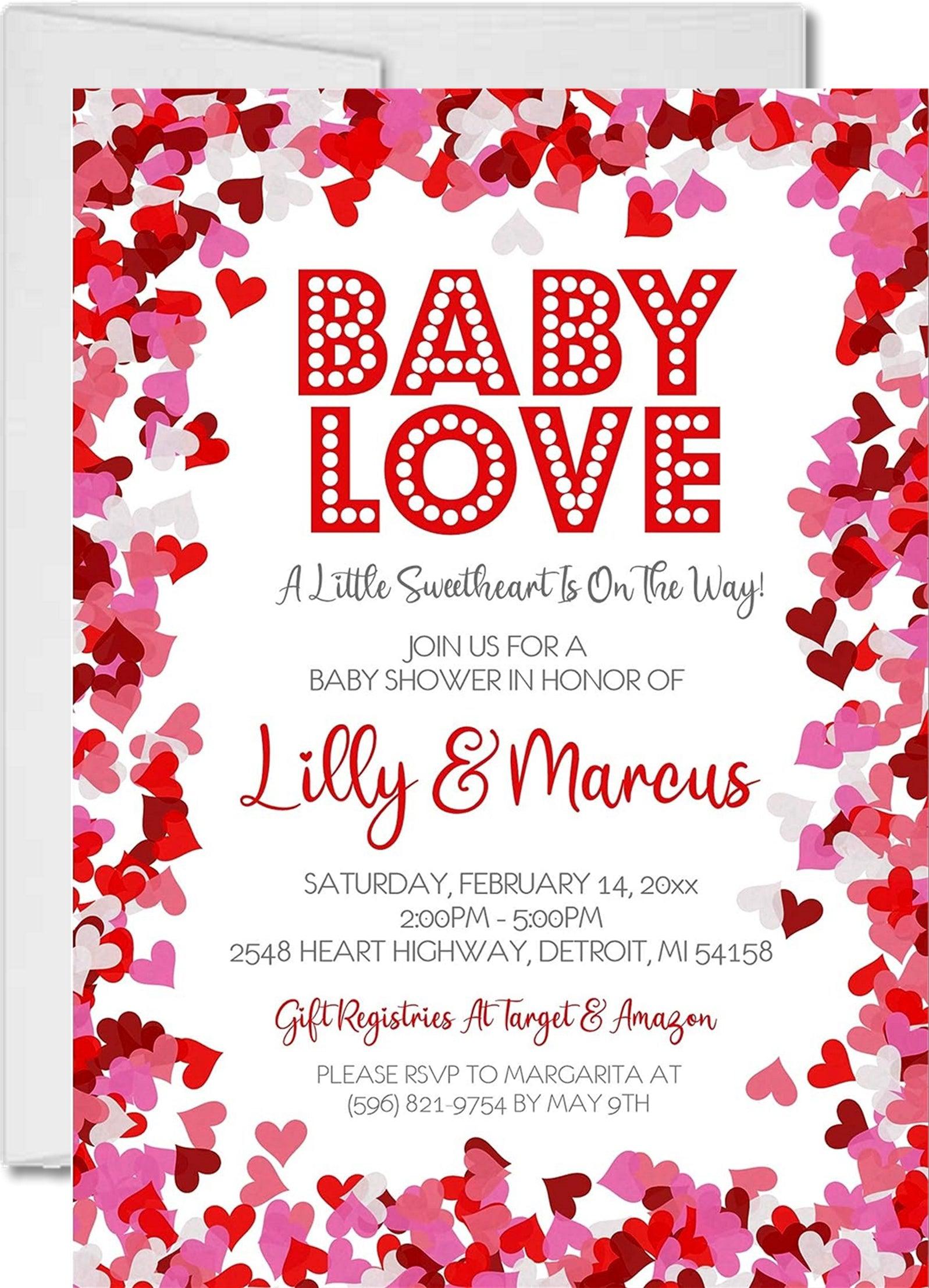 Baby Love Valentine's Day Baby Shower Invitations