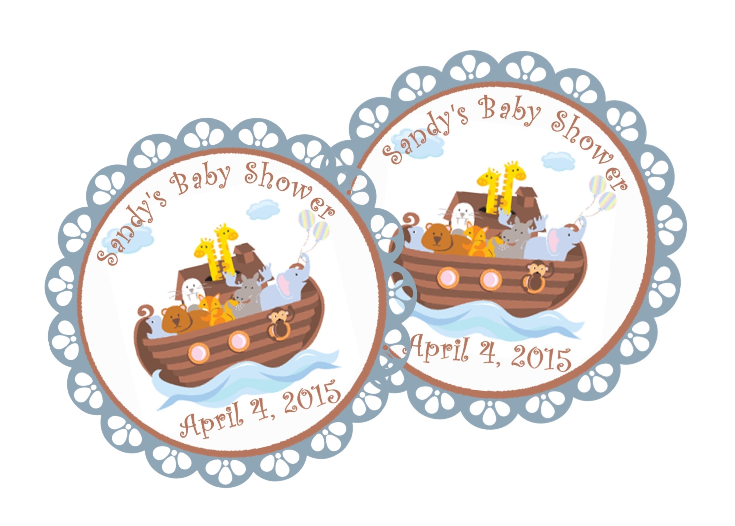 Noah's Ark Baby Shower Stickers