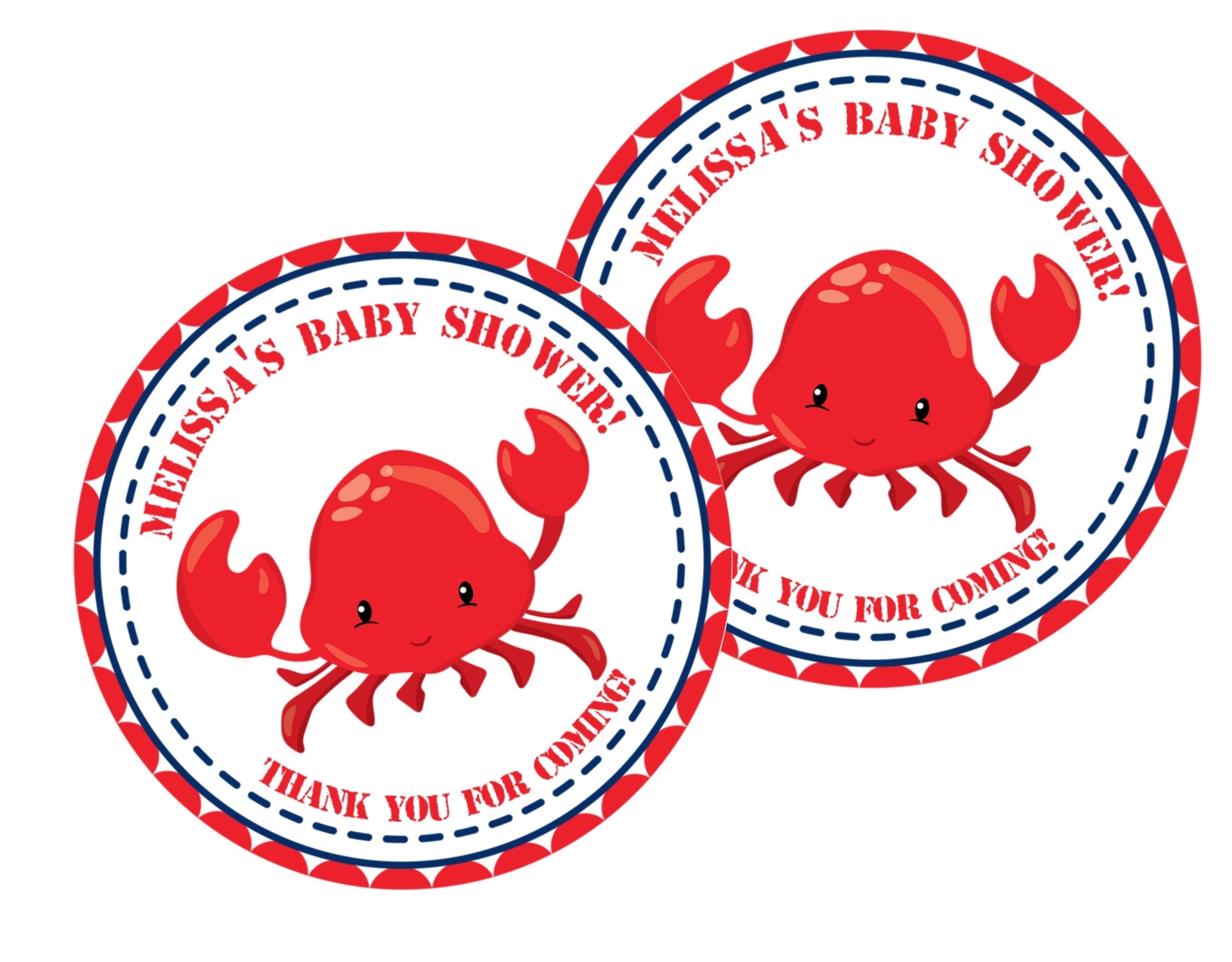 Nautical Crab Bake Baby Shower Stickers