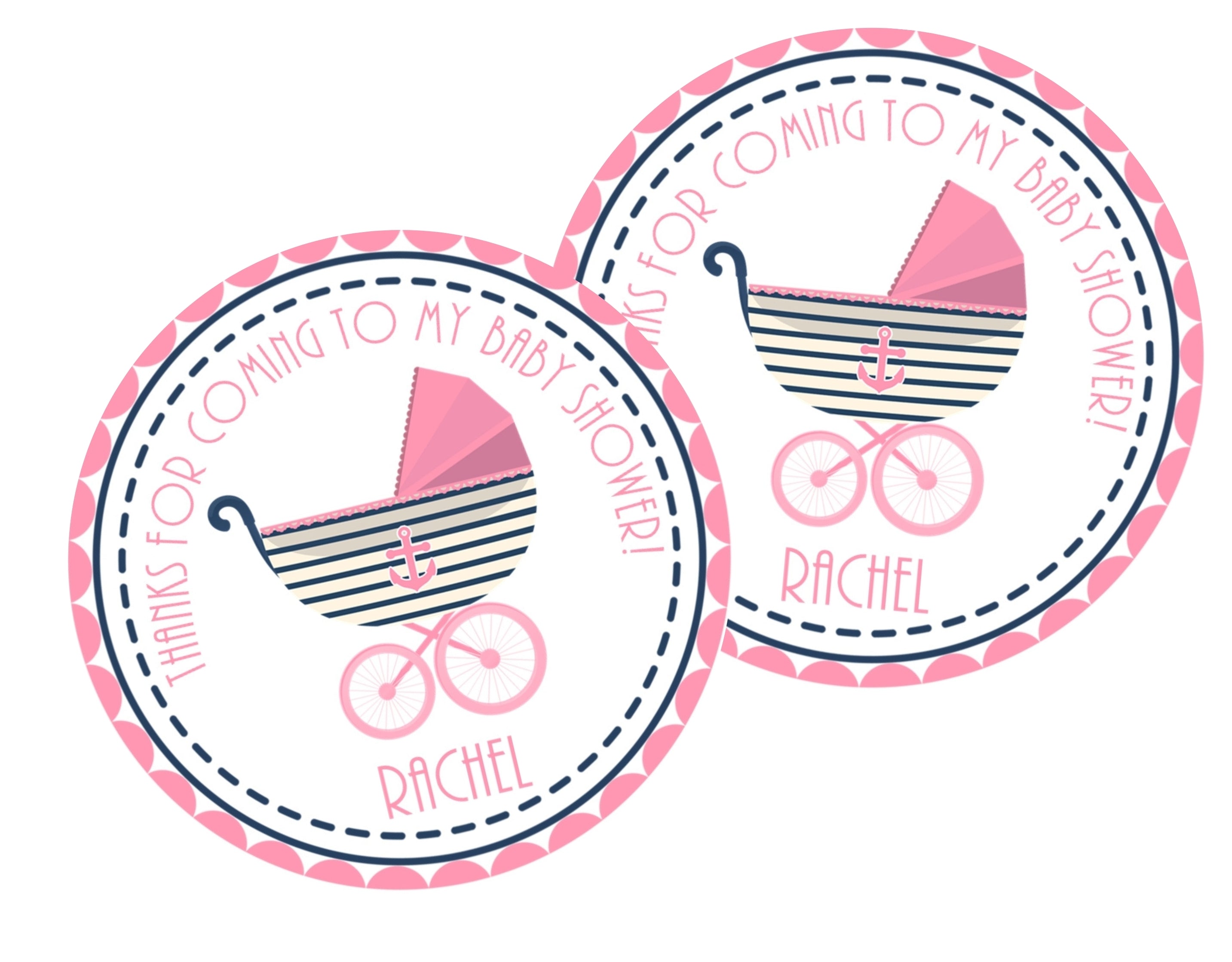 Girls Nautical Baby Shower Stickers