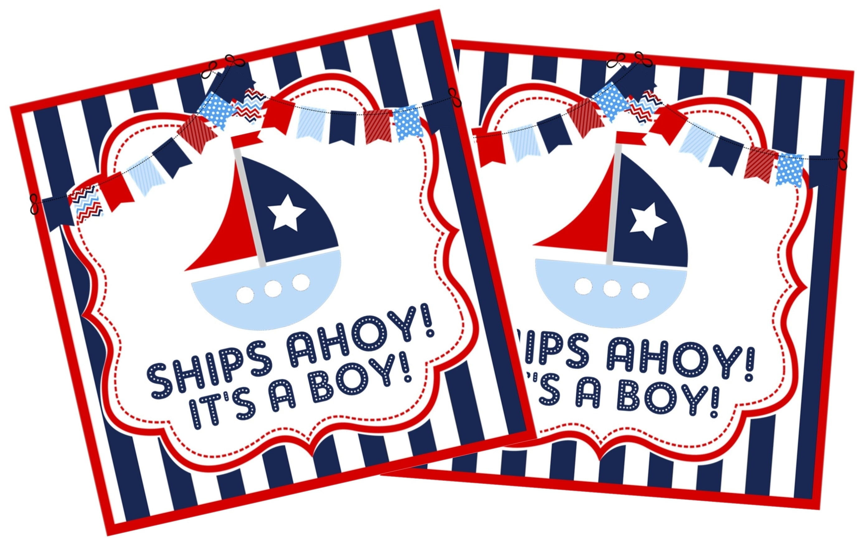 Ships Ahoy! It's A Boy! Baby Shower Stickers Or Favor Tags