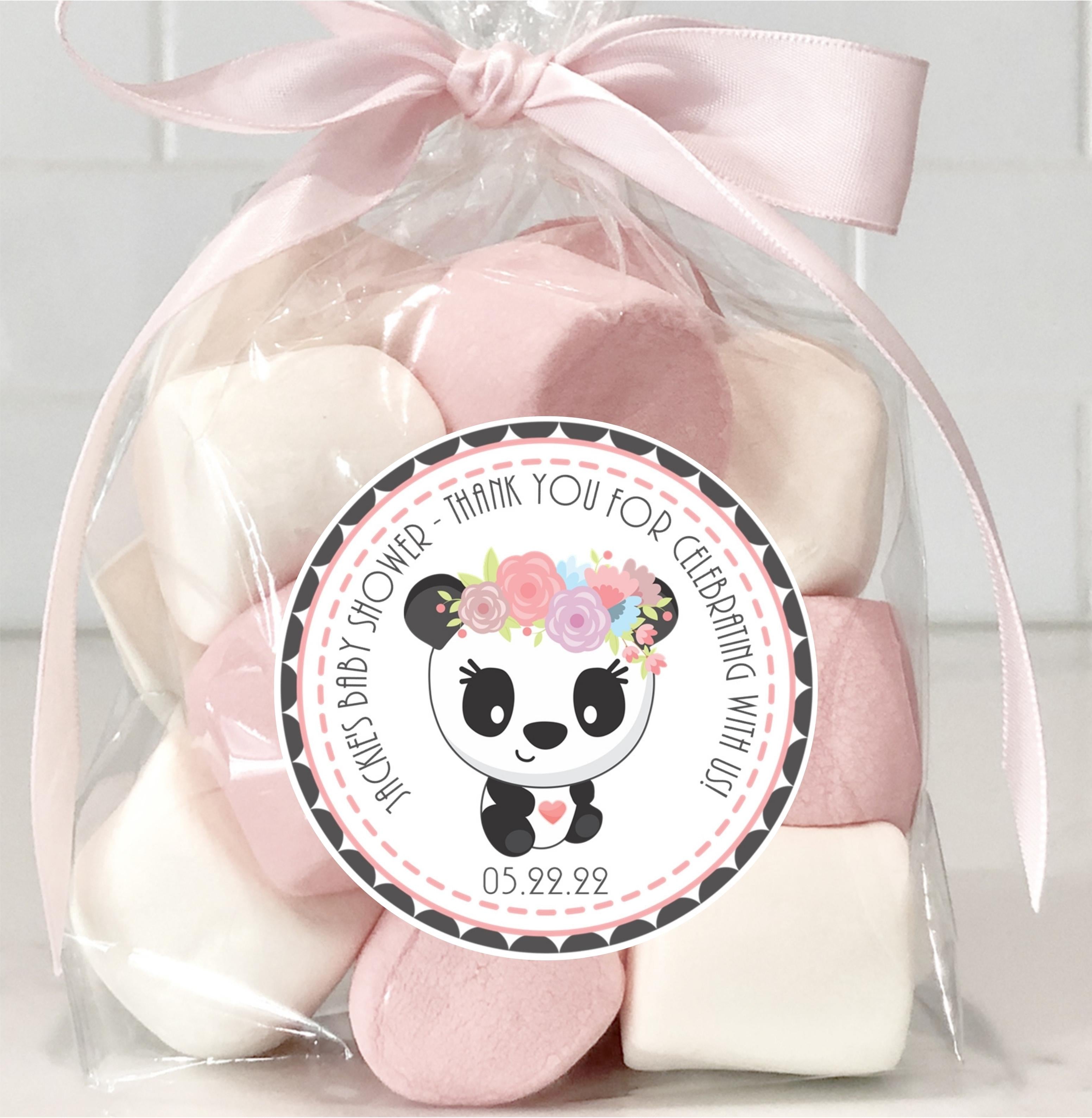 Girls Pink Panda Baby Shower Stickers