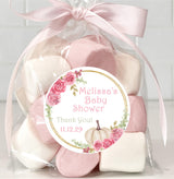 Pink Gold Rose Pumpkin Baby Shower Stickers