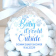 Baby it’s cold outside baby shower sticker blue