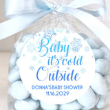 Baby it’s cold outside baby shower sticker blue