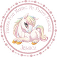 Baby unicorn birthday party sticker labels