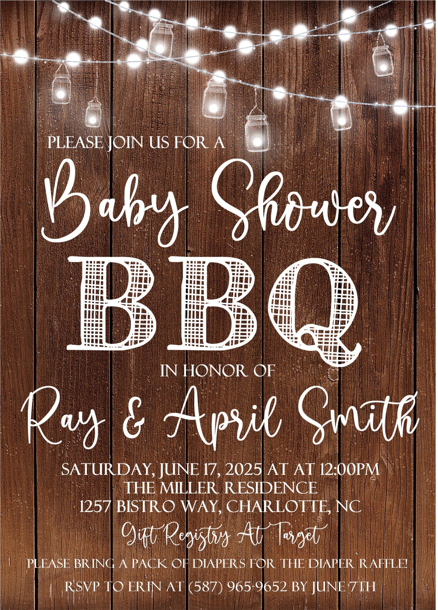 Backyard Baby Q Baby Shower Invitations