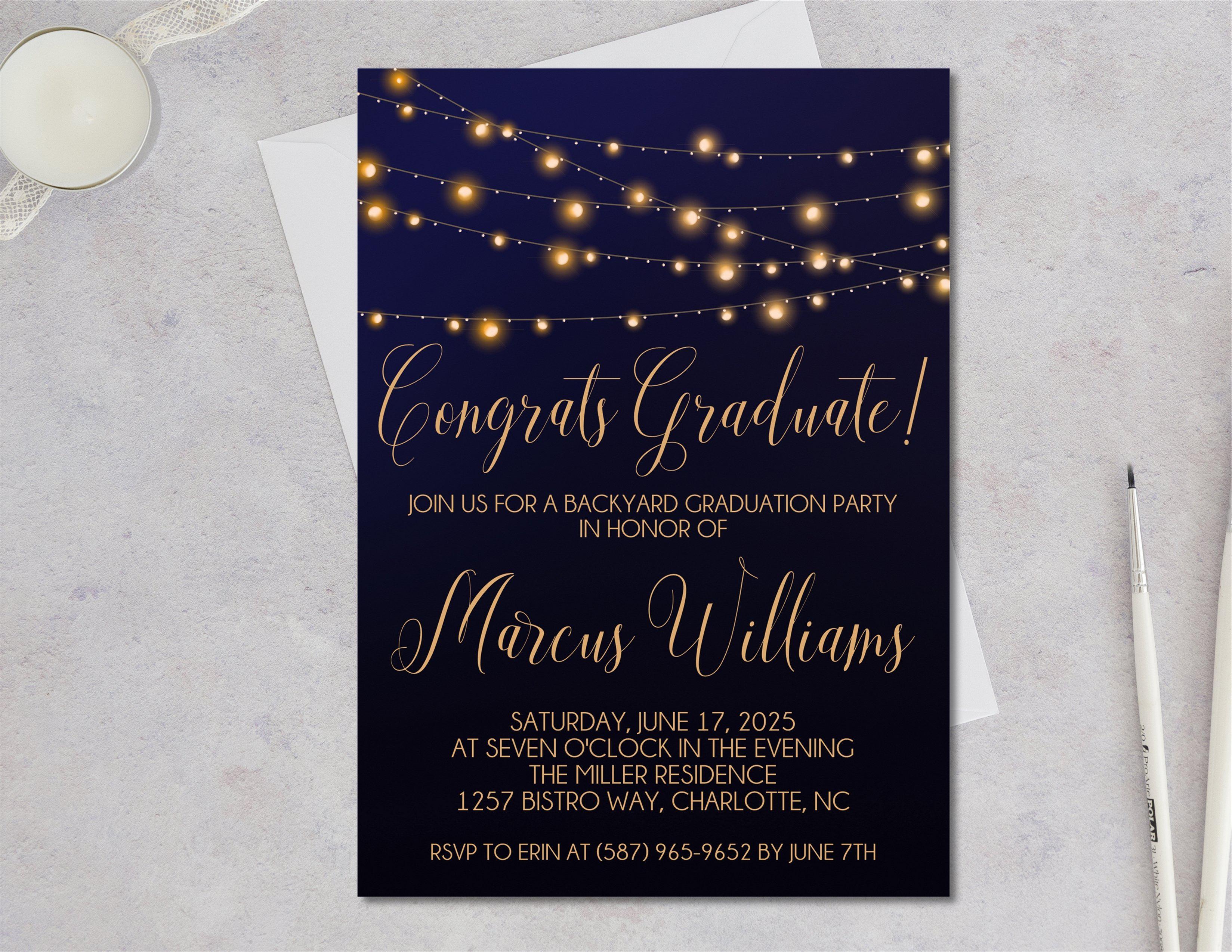 Backyard Graduation Party Invitations