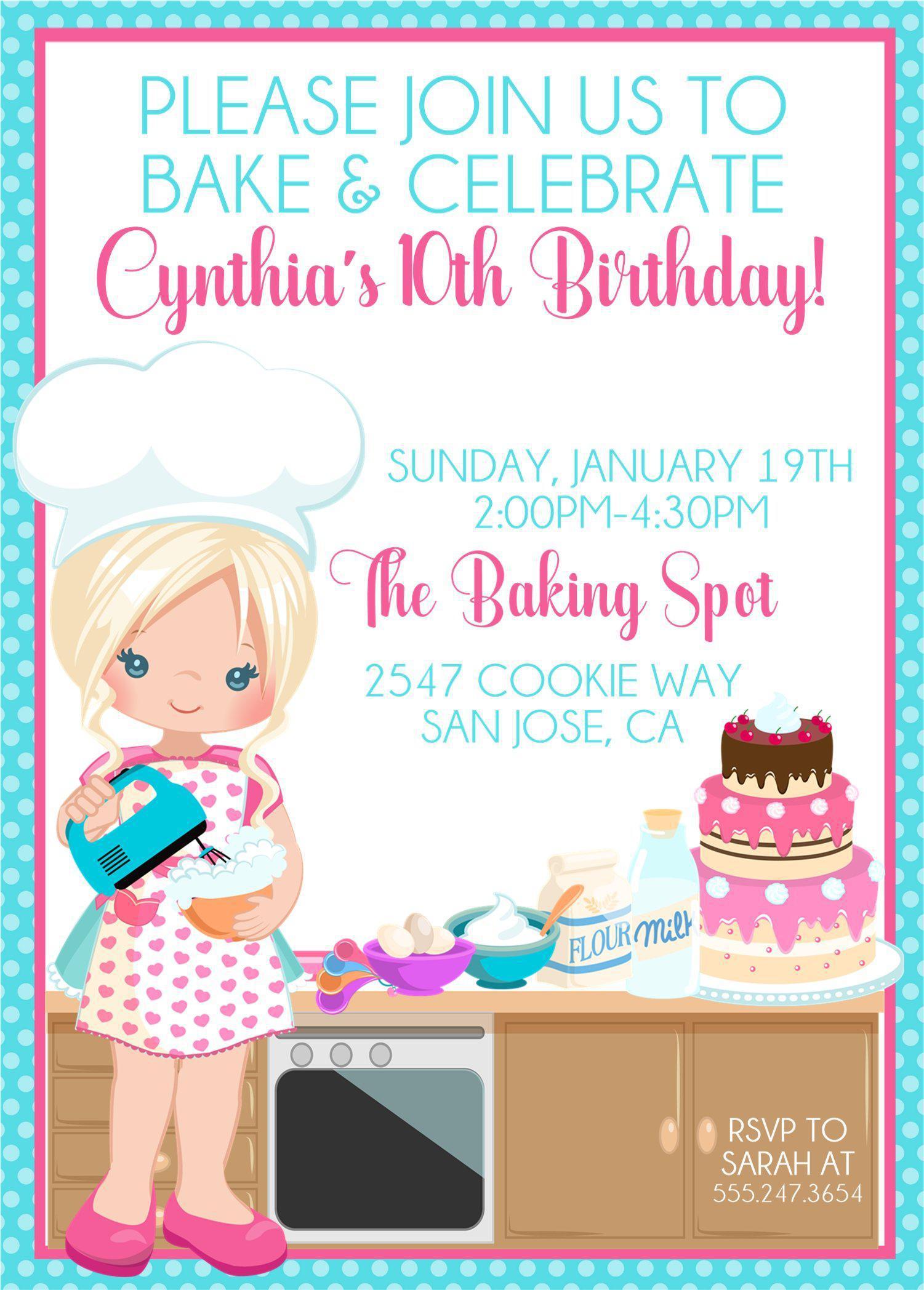 Baking Birthday Party Invitations