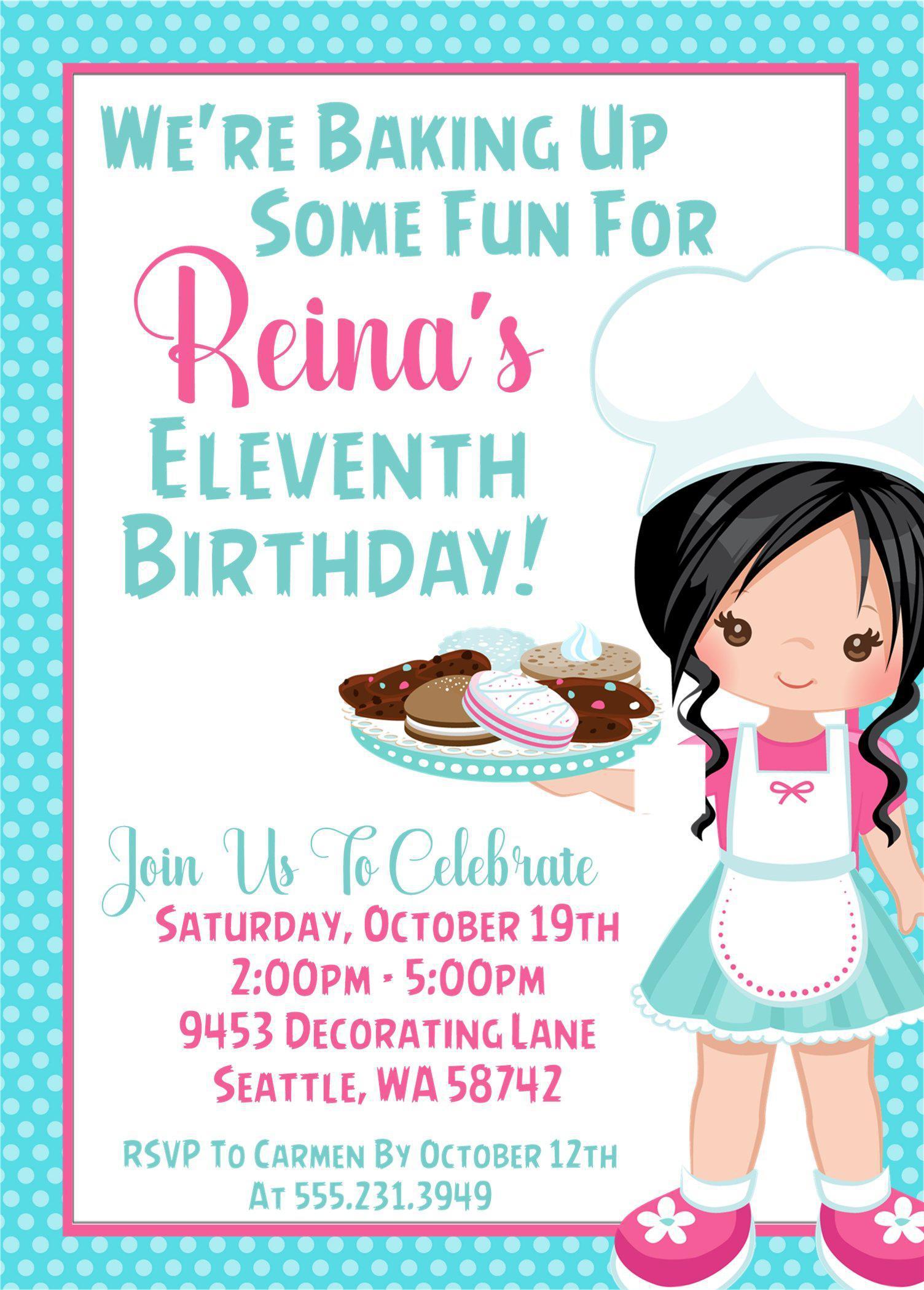 Baking Birthday Party Invitations