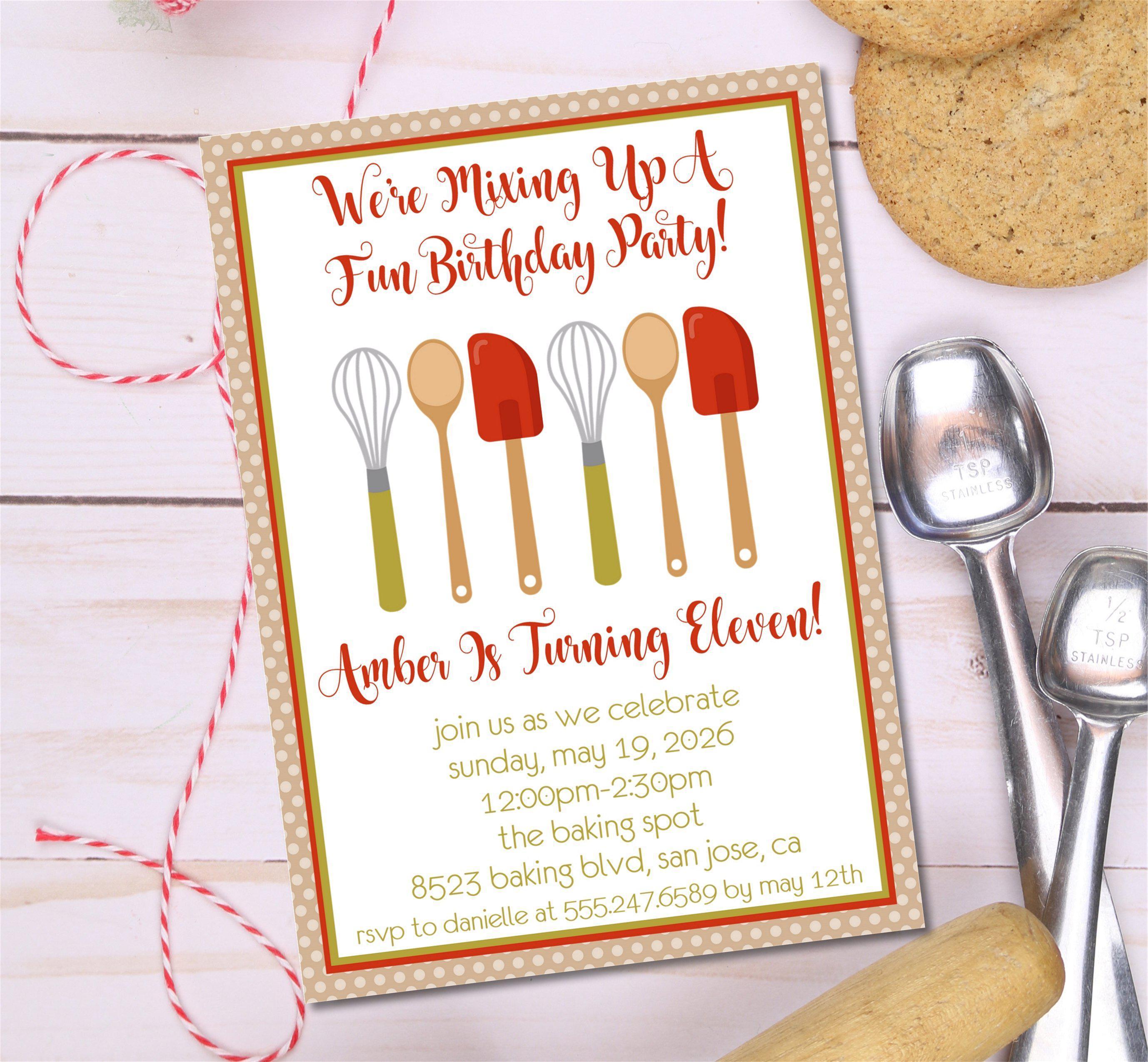 Baking Birthday Party Invitations