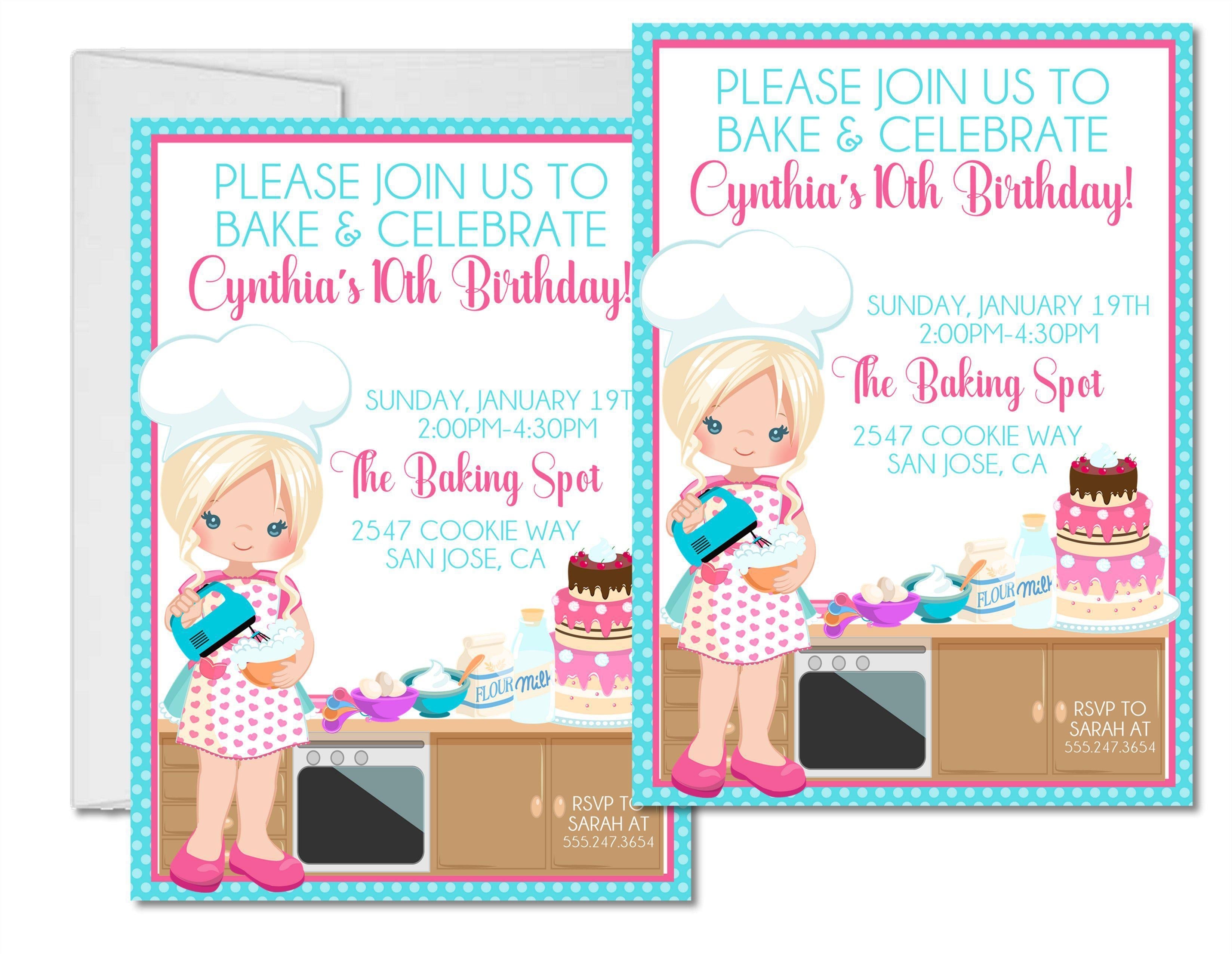 Baking Birthday Party Invitations