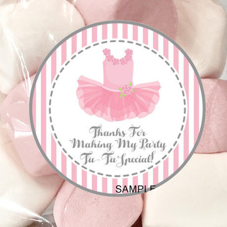 Ballet Birthday Party Favor Stickers Printable PDF Download