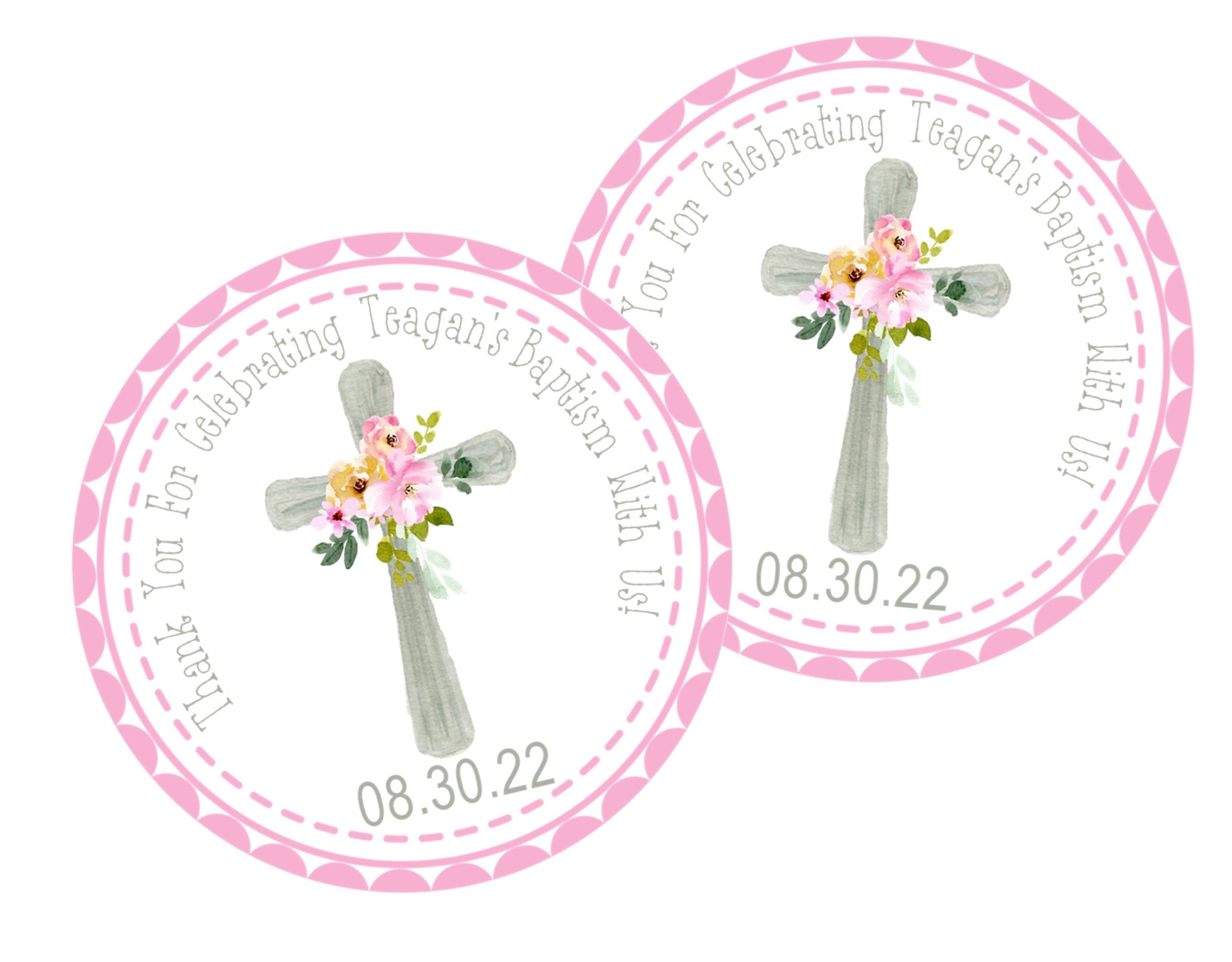 Girls Pink And Grey Baptism Stickers